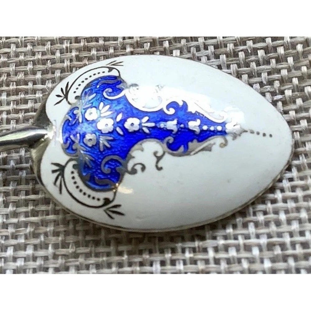Rare Vintage Sterling Silver Enamel Art Deco Spoon Birmingham 1933 Very Nice!